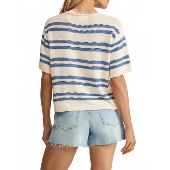 NEW Z SUPPLY prado stripe sweater tee in lake blue - Picture 4 of 4